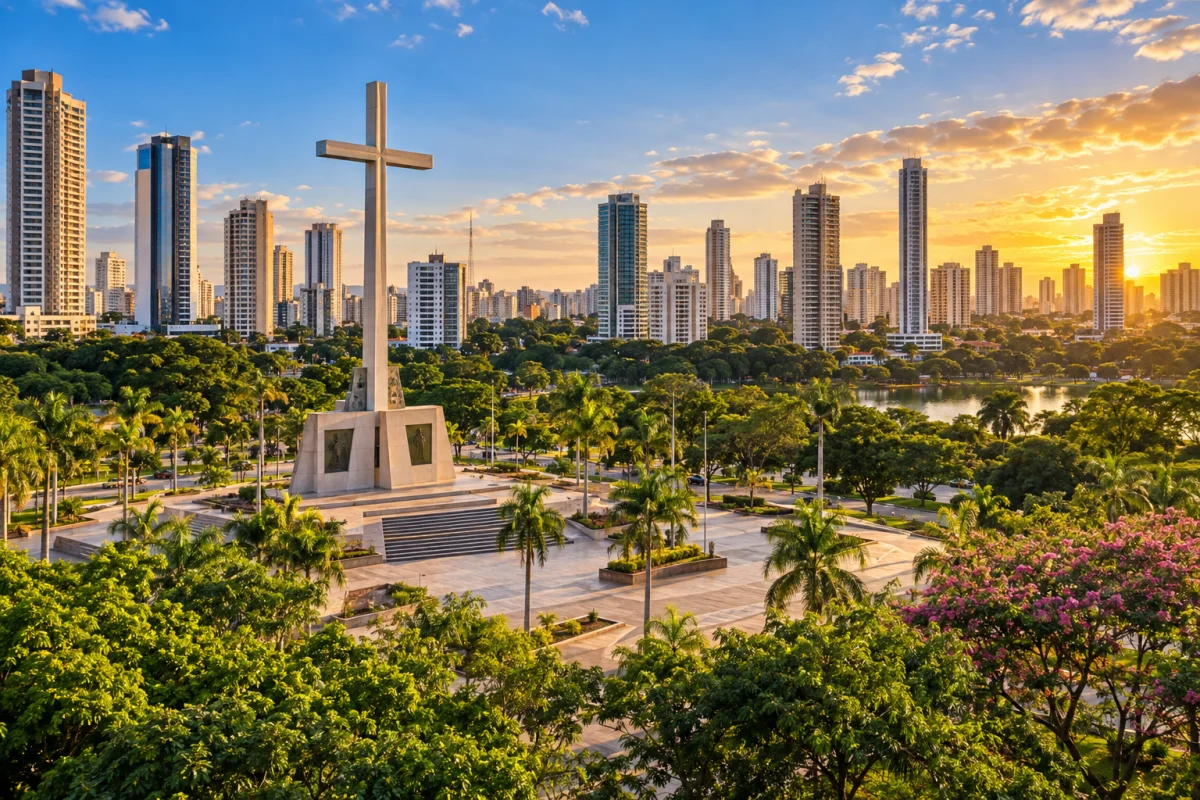 Praça do Cruzeiro e o centro de Goiânia