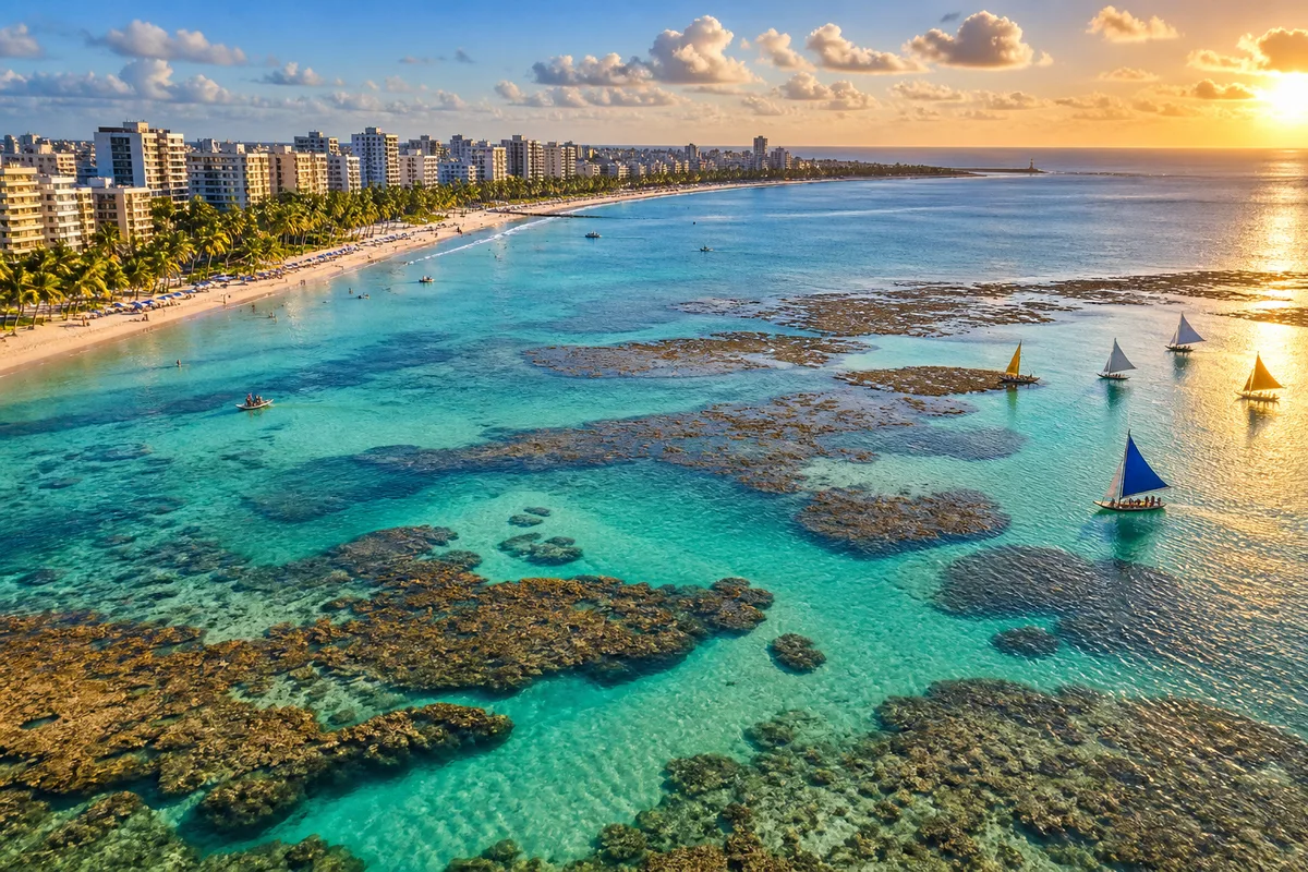 Mar azul e piscinas naturais de Maceió